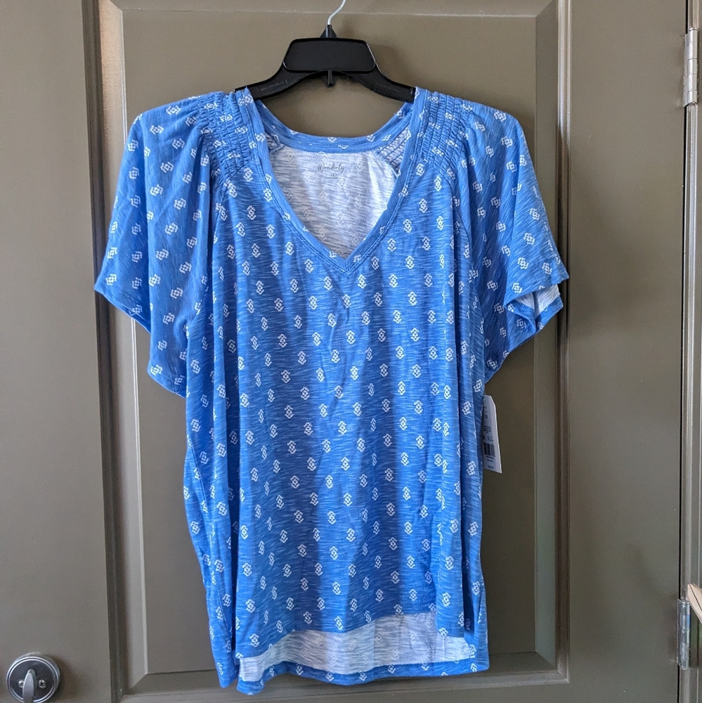 Wonderly Blue teeny Geo core knits plus size